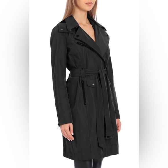 Avec Les Filles Jackets & Blazers - Avec Les Files Water Resistant Moto Detail Trench Coat